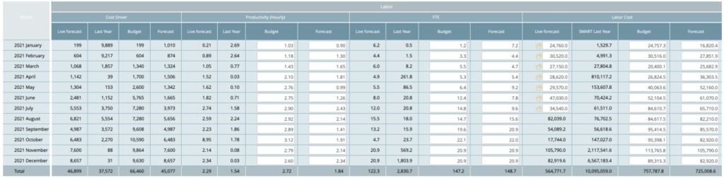 How to set productivity targets and/or hours in Budget & Forecast module