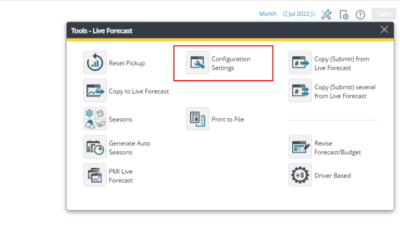 How to set up a Live forecast: configuration settings