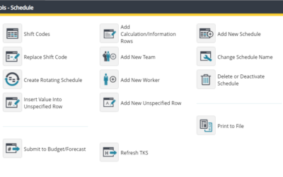 The Schedule Tools & View menu