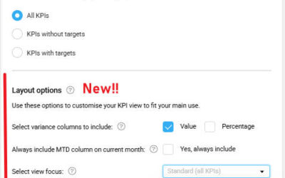 KPI Targets – New layout options in Personal view settings