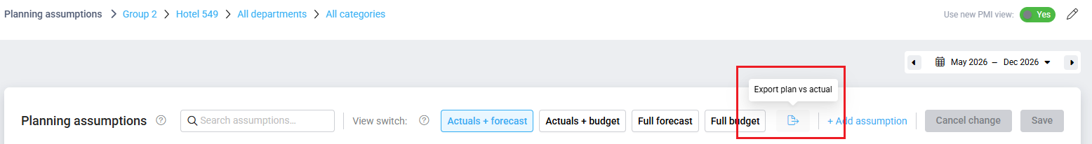 Export Plan vs Actual icon.